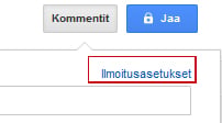 Google Dokumenttien kommenttihistorian yläreunassa näkyvä Ilmoitusasetukset-linkki