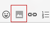 Gmail-viestinkirjoituksen alatyökalurivi, jossa kuvan lisäyskuvake näkyy selkeästi