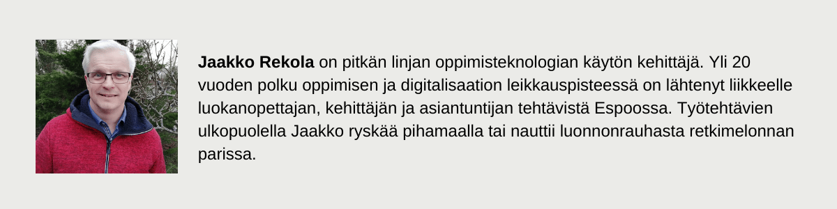 Blogin kirjoittaja Jaakko Rekola esittelee itsensä asiantuntijaprofiilissa.