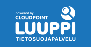 Luuppi-tietosuojapalvelu sinisellä taustalla
