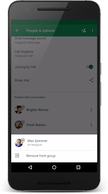 Käyttäjän poistaminen ryhmäkeskustelusta Hangoutsin jäsenluettelon kautta